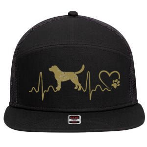 Dogs 365 Heartbeat Labrador Retriever Dog Rescue Lifeline 7 Panel Mesh Trucker Snapback Hat