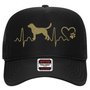 Dogs 365 Heartbeat Labrador Retriever Dog Rescue Lifeline High Crown Mesh Back Trucker Hat