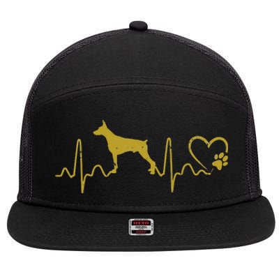 Dogs 365 Heartbeat Doberman Pinscher Dog Rescue Lifeline 7 Panel Mesh Trucker Snapback Hat