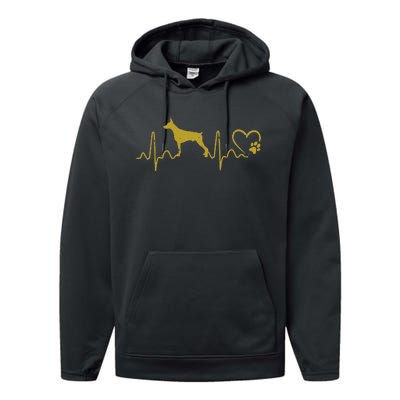 Dogs 365 Heartbeat Doberman Pinscher Dog Rescue Lifeline Performance Fleece Hoodie