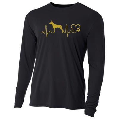 Dogs 365 Heartbeat Doberman Pinscher Dog Rescue Lifeline Cooling Performance Long Sleeve Crew