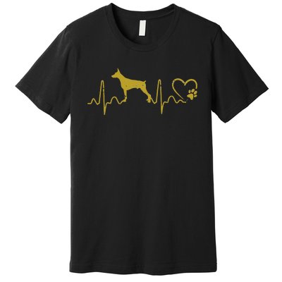 Dogs 365 Heartbeat Doberman Pinscher Dog Rescue Lifeline Premium T-Shirt