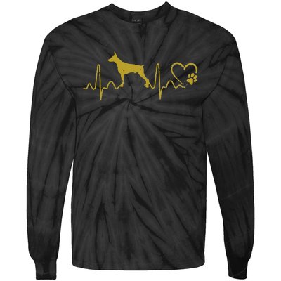 Dogs 365 Heartbeat Doberman Pinscher Dog Rescue Lifeline Tie-Dye Long Sleeve Shirt