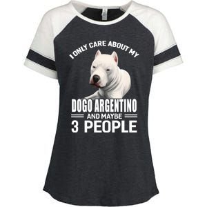 Dogs 365 I Care About My Dogo Argentino And Maybe 3 People Great Gift Enza Ladies Jersey Colorblock Tee