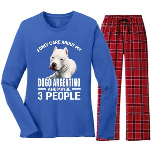 Dogs 365 I Care About My Dogo Argentino And Maybe 3 People Great Gift Women's Long Sleeve Flannel Pajama Set 