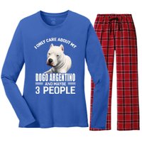 Dogs 365 I Care About My Dogo Argentino And Maybe 3 People Great Gift Women's Long Sleeve Flannel Pajama Set 