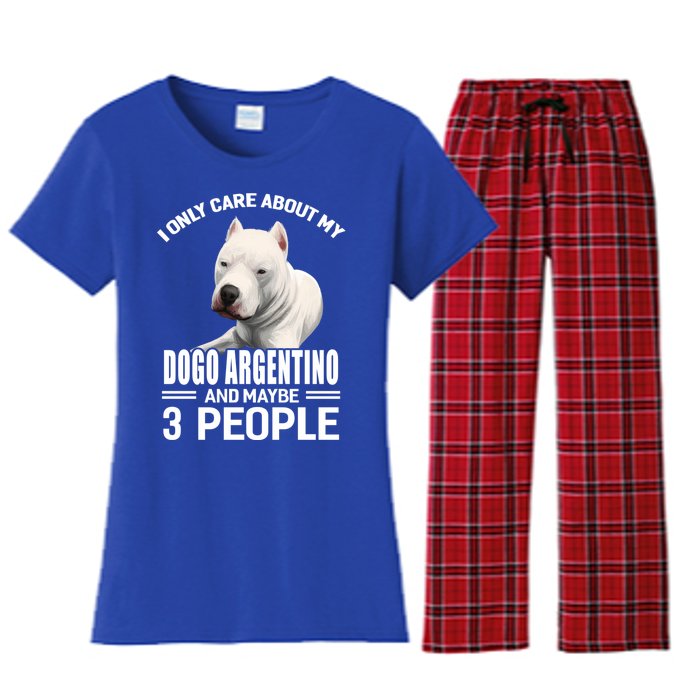 Dogs 365 I Care About My Dogo Argentino And Maybe 3 People Great Gift Women's Flannel Pajama Set