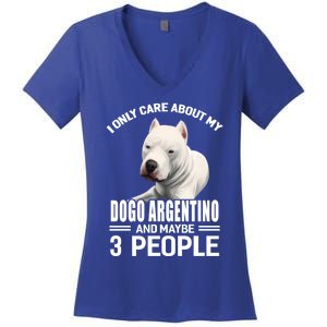 Dogs 365 I Care About My Dogo Argentino And Maybe 3 People Great Gift Women's V-Neck T-Shirt