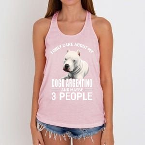 Dogs 365 I Care About My Dogo Argentino And Maybe 3 People Great Gift Women's Knotted Racerback Tank