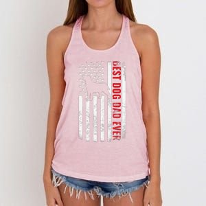 Dogs 365 Labrador Retriever Best Dog Dad Ever American Flag Women's Knotted Racerback Tank