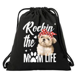 Dogs 365 Rockin The Shih Tzu Mom Life Dog Lover Drawstring Bag