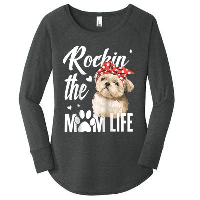 Dogs 365 Rockin The Shih Tzu Mom Life Dog Lover Women's Perfect Tri Tunic Long Sleeve Shirt