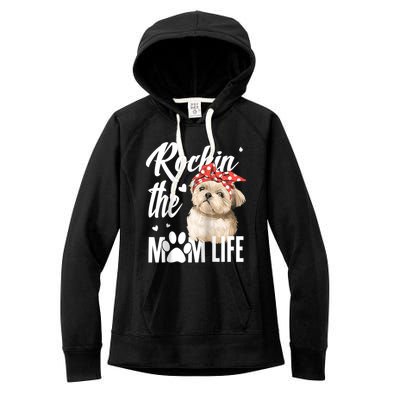 Dogs 365 Rockin The Shih Tzu Mom Life Dog Lover Women's Fleece Hoodie