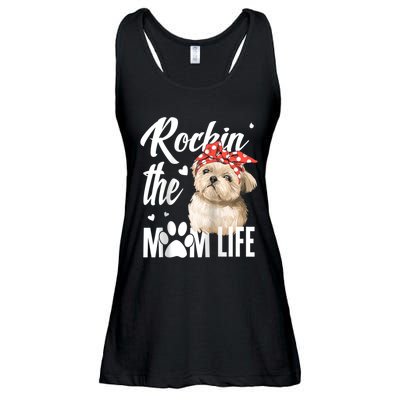 Dogs 365 Rockin The Shih Tzu Mom Life Dog Lover Ladies Essential Flowy Tank