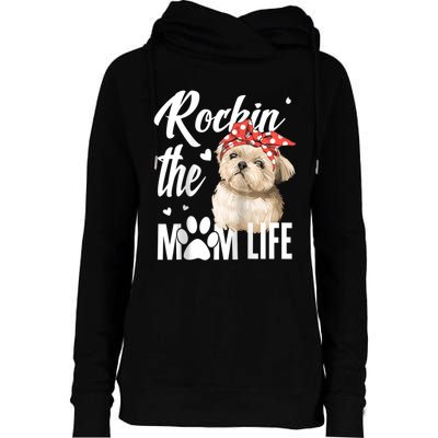 Dogs 365 Rockin The Shih Tzu Mom Life Dog Lover Womens Funnel Neck Pullover Hood