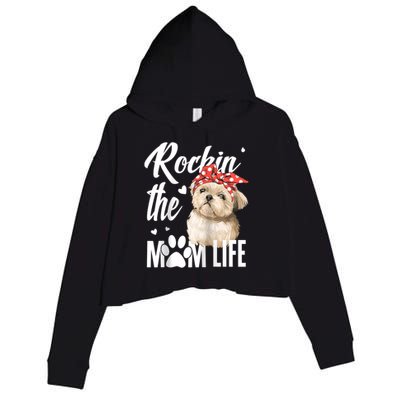 Dogs 365 Rockin The Shih Tzu Mom Life Dog Lover Crop Fleece Hoodie