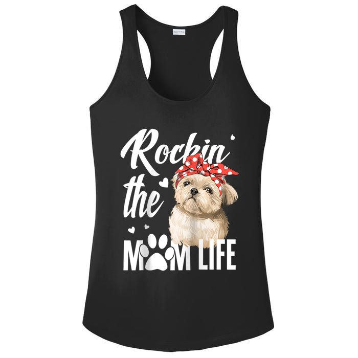 Dogs 365 Rockin The Shih Tzu Mom Life Dog Lover Ladies PosiCharge Competitor Racerback Tank