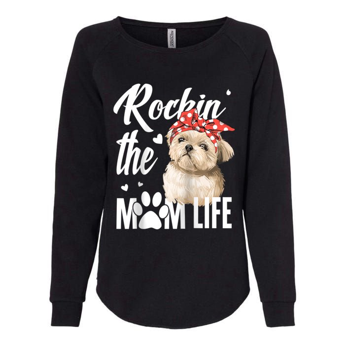 Dogs 365 Rockin The Shih Tzu Mom Life Dog Lover Womens California Wash Sweatshirt