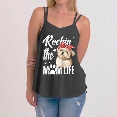 Dogs 365 Rockin The Shih Tzu Mom Life Dog Lover Women's Strappy Tank