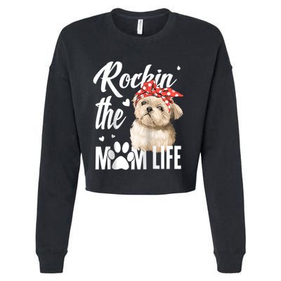 Dogs 365 Rockin The Shih Tzu Mom Life Dog Lover Cropped Pullover Crew