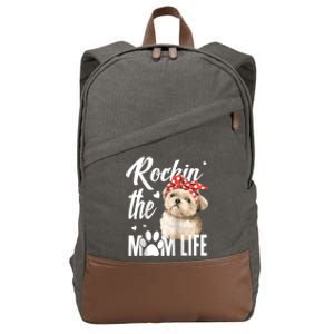 Dogs 365 Rockin The Shih Tzu Mom Life Dog Lover Cotton Canvas Backpack