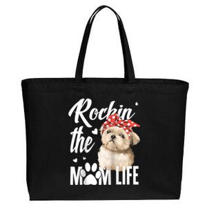 Dogs 365 Rockin The Shih Tzu Mom Life Dog Lover Cotton Canvas Jumbo Tote