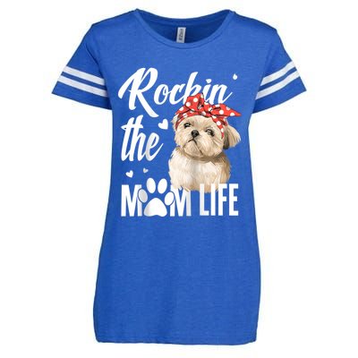 Dogs 365 Rockin The Shih Tzu Mom Life Dog Lover Enza Ladies Jersey Football T-Shirt