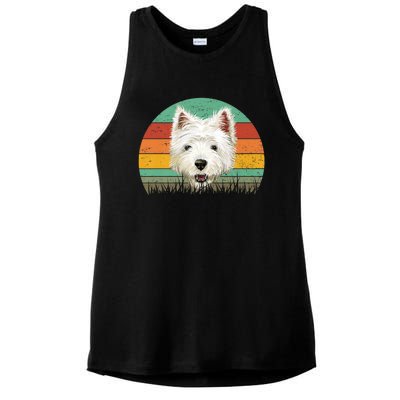 Dogs 365 Retro Cairn Terrier Dog Vintage Style Cool Gift Ladies PosiCharge Tri-Blend Wicking Tank