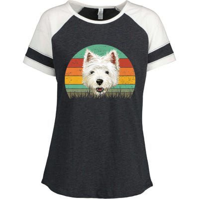 Dogs 365 Retro Cairn Terrier Dog Vintage Style Cool Gift Enza Ladies Jersey Colorblock Tee