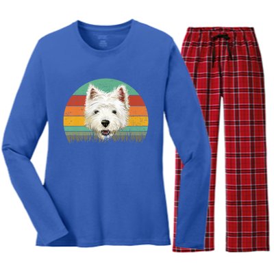 Dogs 365 Retro Cairn Terrier Dog Vintage Style Cool Gift Women's Long Sleeve Flannel Pajama Set 