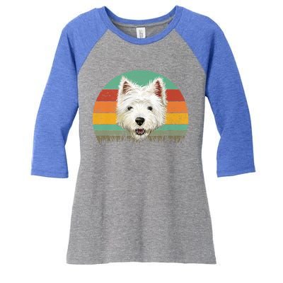 Dogs 365 Retro Cairn Terrier Dog Vintage Style Cool Gift Women's Tri-Blend 3/4-Sleeve Raglan Shirt