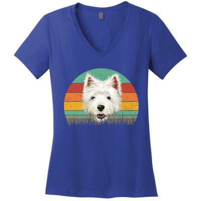 Dogs 365 Retro Cairn Terrier Dog Vintage Style Cool Gift Women's V-Neck T-Shirt