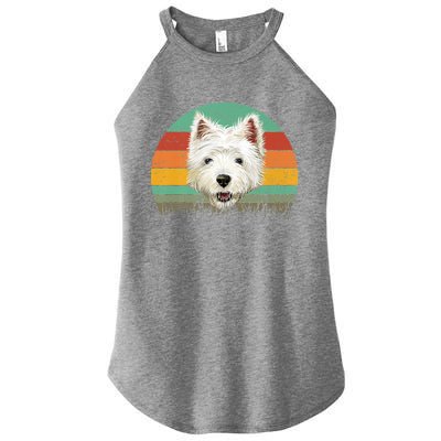 Dogs 365 Retro Cairn Terrier Dog Vintage Style Cool Gift Women's Perfect Tri Rocker Tank