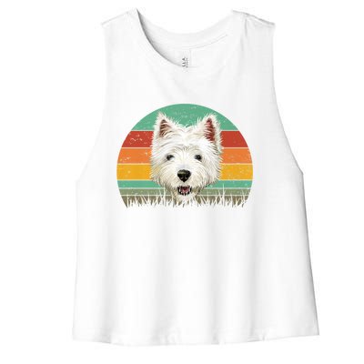 Dogs 365 Retro Cairn Terrier Dog Vintage Style Cool Gift Women's Racerback Cropped Tank