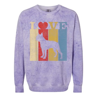 Dogs 365 Retro Love Boston Terrier Dog Vintage Gift Colorblast Crewneck Sweatshirt