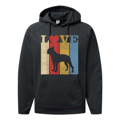 Dogs 365 Retro Love Boston Terrier Dog Vintage Gift Performance Fleece Hoodie