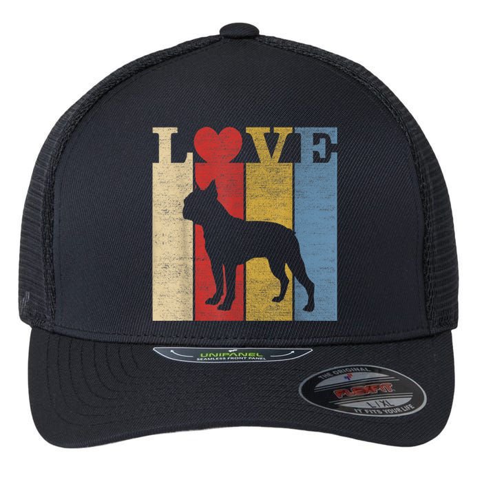 Dogs 365 Retro Love Boston Terrier Dog Vintage Gift Flexfit Unipanel Trucker Cap