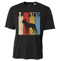 Dogs 365 Retro Love Boston Terrier Dog Vintage Gift Cooling Performance Crew T-Shirt