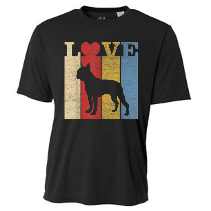 Dogs 365 Retro Love Boston Terrier Dog Vintage Gift Cooling Performance Crew T-Shirt