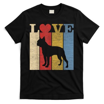 Dogs 365 Retro Love Boston Terrier Dog Vintage Gift T-Shirt