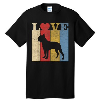 Dogs 365 Retro Love Boston Terrier Dog Vintage Gift Tall T-Shirt