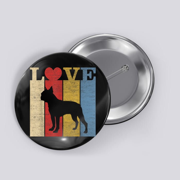 Dogs 365 Retro Love Boston Terrier Dog Vintage Gift Button