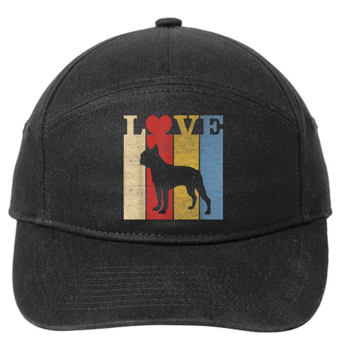 Dogs 365 Retro Love Boston Terrier Dog Vintage Gift 7-Panel Snapback Hat