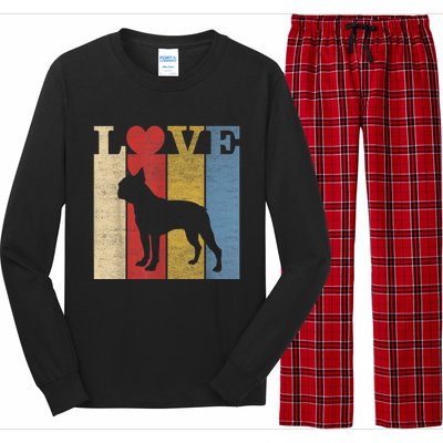 Dogs 365 Retro Love Boston Terrier Dog Vintage Gift Long Sleeve Pajama Set