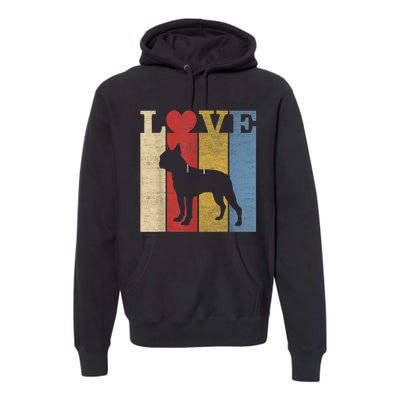 Dogs 365 Retro Love Boston Terrier Dog Vintage Gift Premium Hoodie