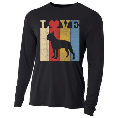 Dogs 365 Retro Love Boston Terrier Dog Vintage Gift Cooling Performance Long Sleeve Crew