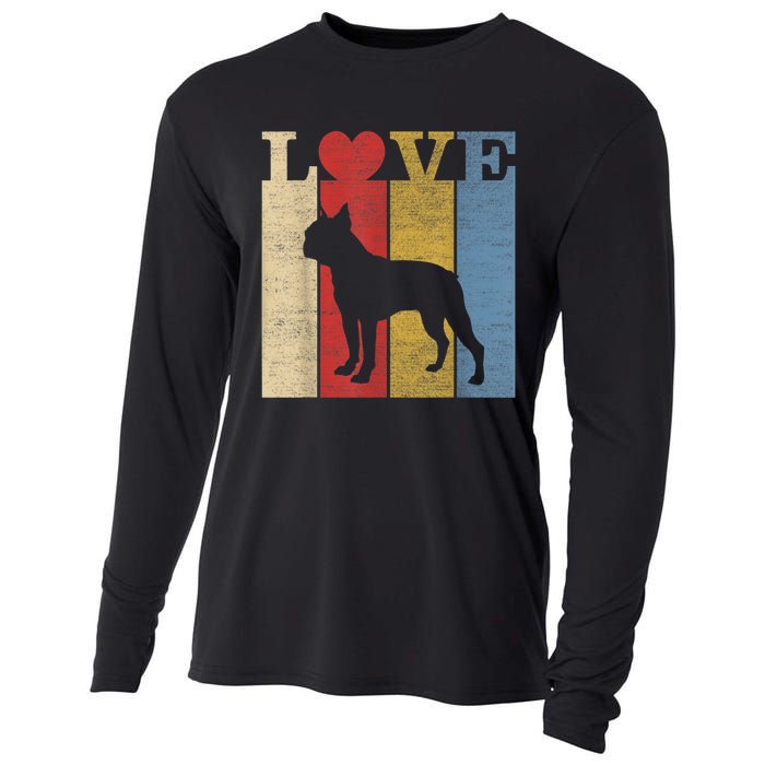 Dogs 365 Retro Love Boston Terrier Dog Vintage Gift Cooling Performance Long Sleeve Crew