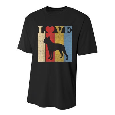 Dogs 365 Retro Love Boston Terrier Dog Vintage Gift Youth Performance Sprint T-Shirt