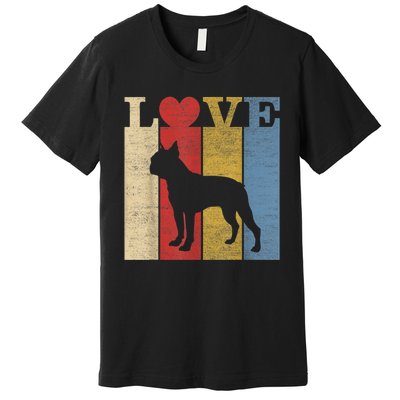 Dogs 365 Retro Love Boston Terrier Dog Vintage Gift Premium T-Shirt