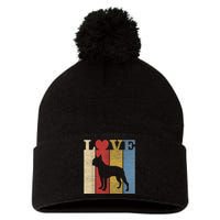 Dogs 365 Retro Love Boston Terrier Dog Vintage Gift Pom Pom 12in Knit Beanie